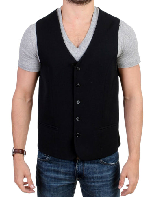 Costume National Elegant Black Wool Blend Casual Vest Costume National