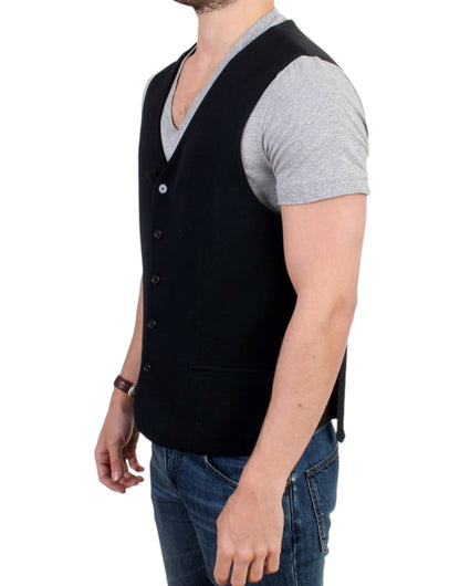 Costume National Elegant Black Wool Blend Casual Vest Costume National