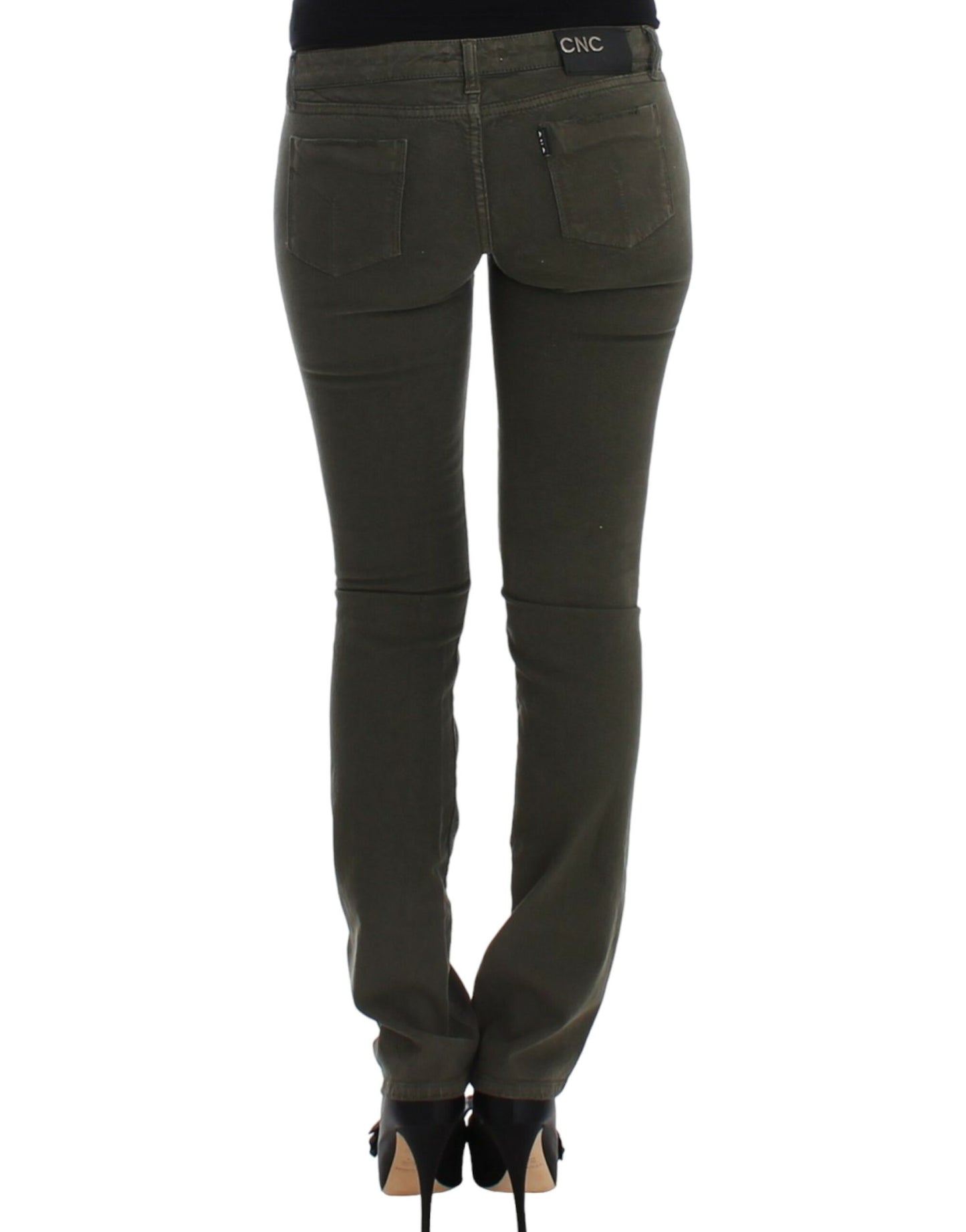 Costume National Chic Green Slim Leg Designer Jeans Costume National