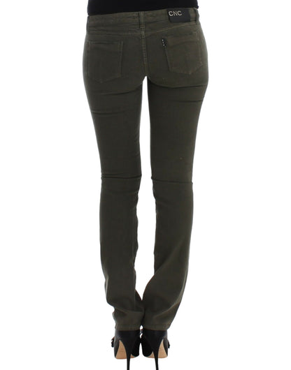 Costume National Chic Green Slim Leg Designer Jeans Costume National