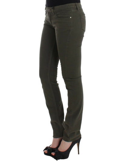 Costume National Chic Green Slim Leg Designer Jeans Costume National