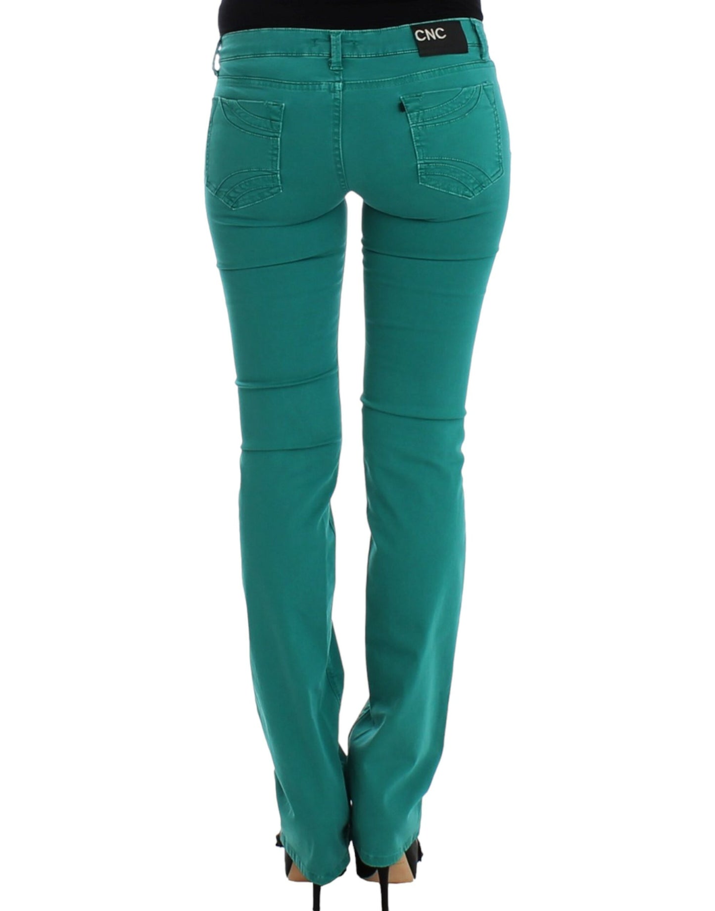 Costume National Chic Green Straight Leg Jeans for Sophisticated Style Costume National