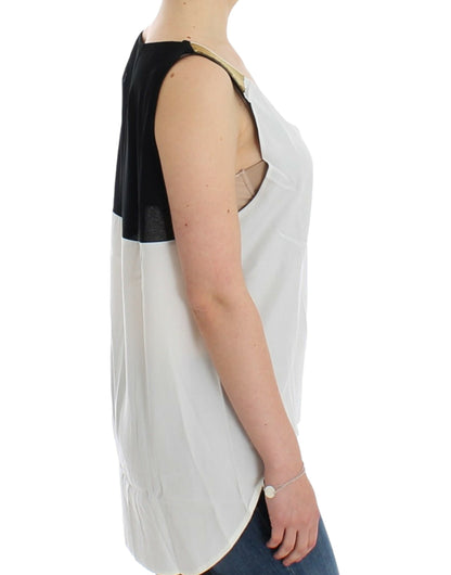 Costume National Elegant Monochrome Sleeveless Top with Gold Accents Costume National