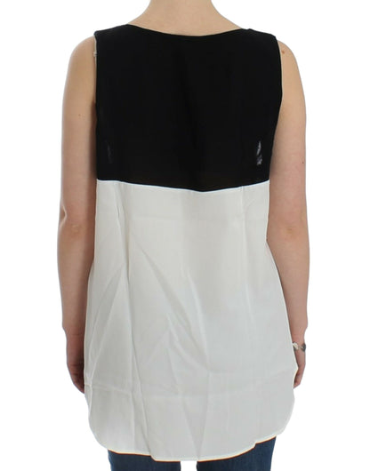 Costume National Elegant Monochrome Sleeveless Top with Gold Accents Costume National