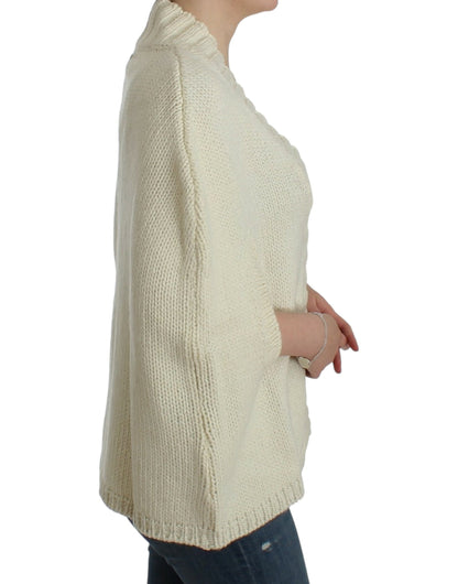 Costume National Elegant White Knitted Cape-Cardigan Hybrid Costume National