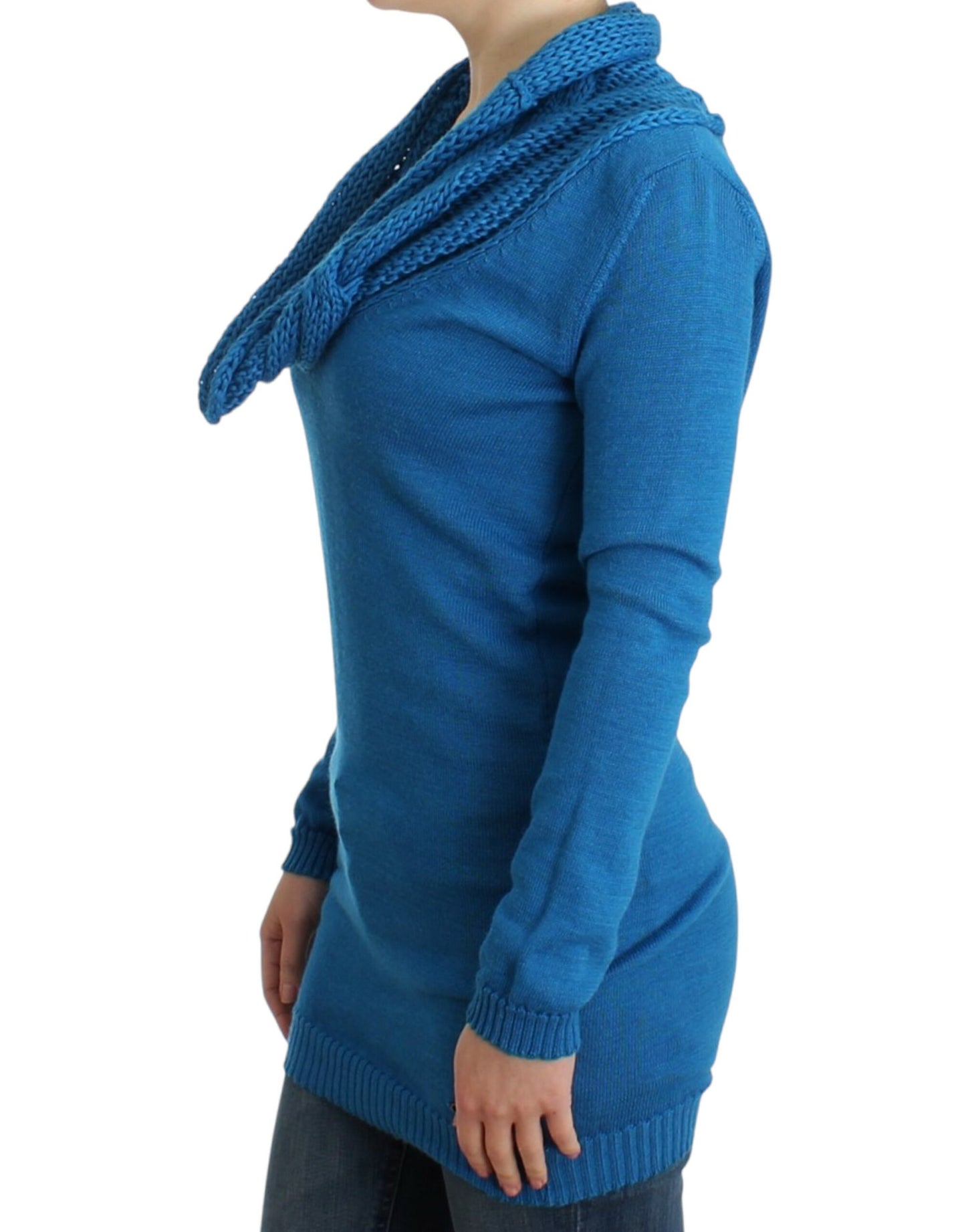 Costume National Chic Blue Scoop Neck Knit Sweater Costume National