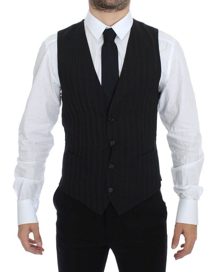 Dolce & Gabbana Elegant Striped Wool Dress Vest Dolce & Gabbana