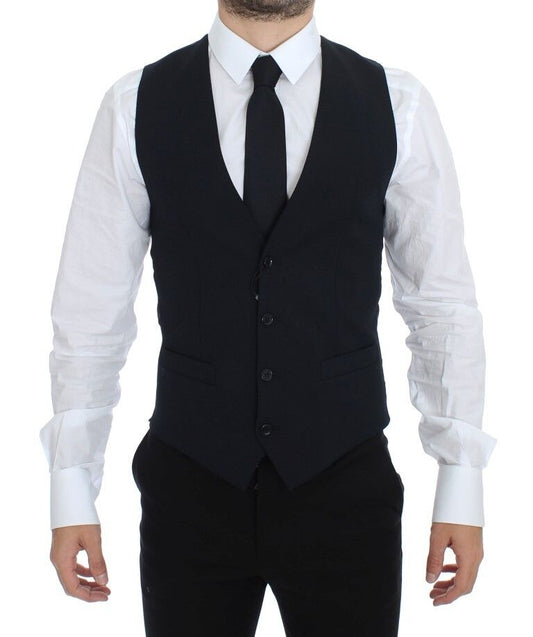 Dolce & Gabbana Elegant Blue Wool Dress Vest Dolce & Gabbana