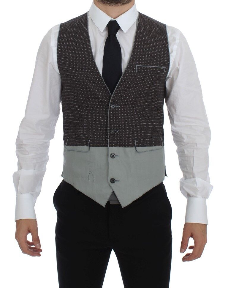 Dolce & Gabbana Elegant Gray Cotton Dress Vest Dolce & Gabbana