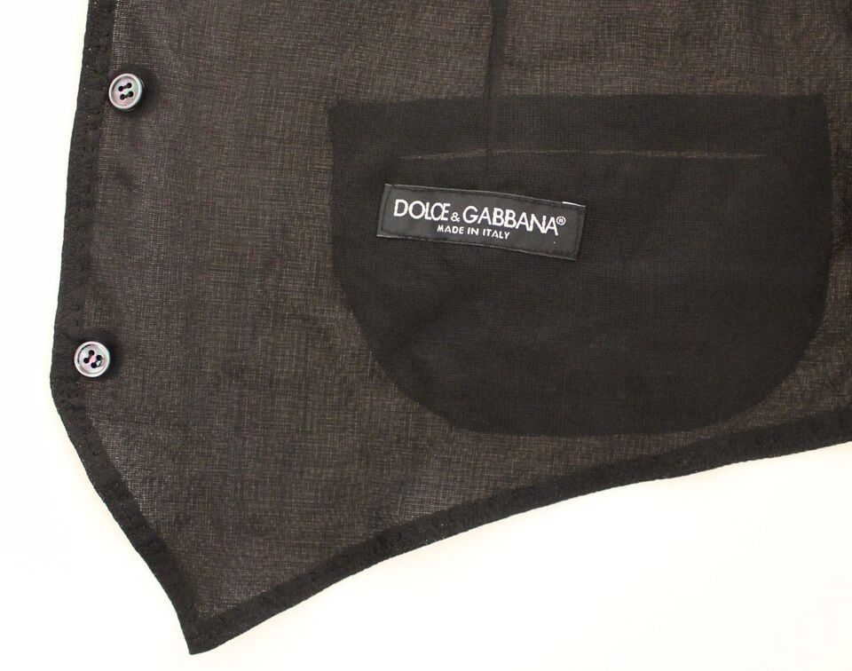 Dolce & Gabbana Elegant Black Wool Dress Vest Dolce & Gabbana