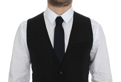 Dolce & Gabbana Elegant Black Wool Dress Vest Dolce & Gabbana