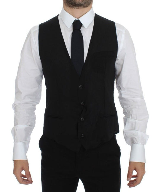 Dolce & Gabbana Elegant Black Wool Dress Vest Dolce & Gabbana