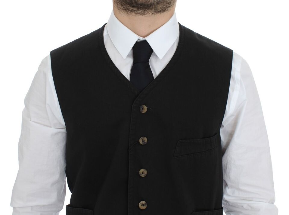 Dolce & Gabbana Elegant Black Cotton Blend Dress Vest Dolce & Gabbana