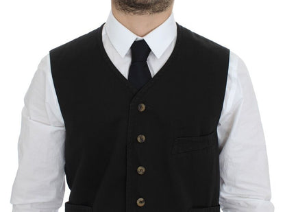 Dolce & Gabbana Elegant Black Cotton Blend Dress Vest Dolce & Gabbana