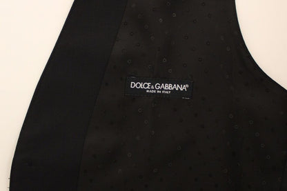 Dolce & Gabbana Elegant Silk-Wool Black Dress Vest Dolce & Gabbana