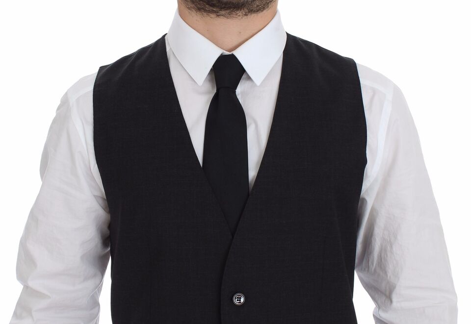 Dolce & Gabbana Sleek Gray Wool Dress Vest Dolce & Gabbana