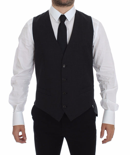 Dolce & Gabbana Sleek Gray Wool Dress Vest Dolce & Gabbana