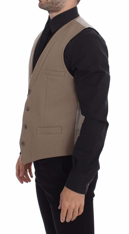 Dolce & Gabbana Elegant Beige Cotton Dress Vest – Slim Fit Dolce & Gabbana