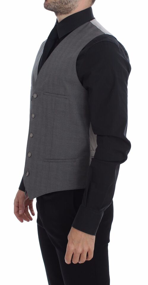 Dolce & Gabbana Elegant Gray Slim Fit Dress Vest Dolce & Gabbana