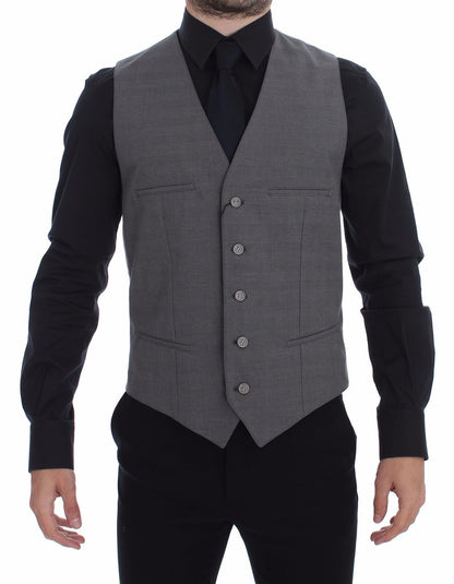 Dolce & Gabbana Elegant Gray Slim Fit Dress Vest Dolce & Gabbana