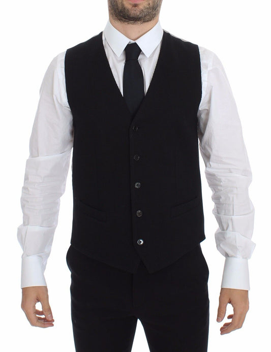 Dolce & Gabbana Elegant Black Silk Dress Vest Dolce & Gabbana