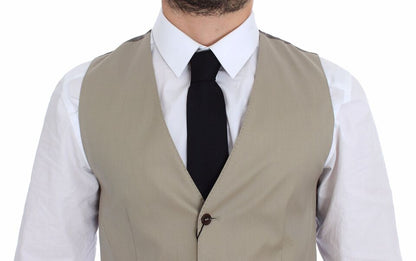 Dolce & Gabbana Elegant Beige Cotton Dress Vest Dolce & Gabbana