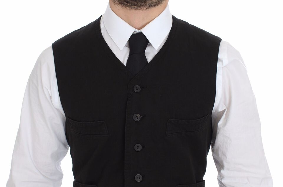 Dolce & Gabbana Elegant Black Cotton Blend Dress Vest Dolce & Gabbana