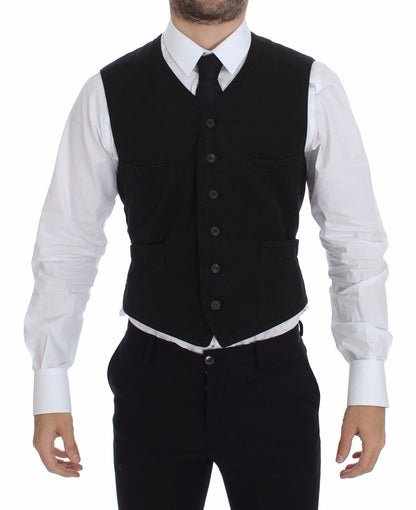 Dolce & Gabbana Elegant Black Cotton Blend Dress Vest Dolce & Gabbana