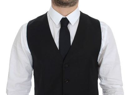 Dolce & Gabbana Elegant Black Wool Silk Dress Vest Dolce & Gabbana