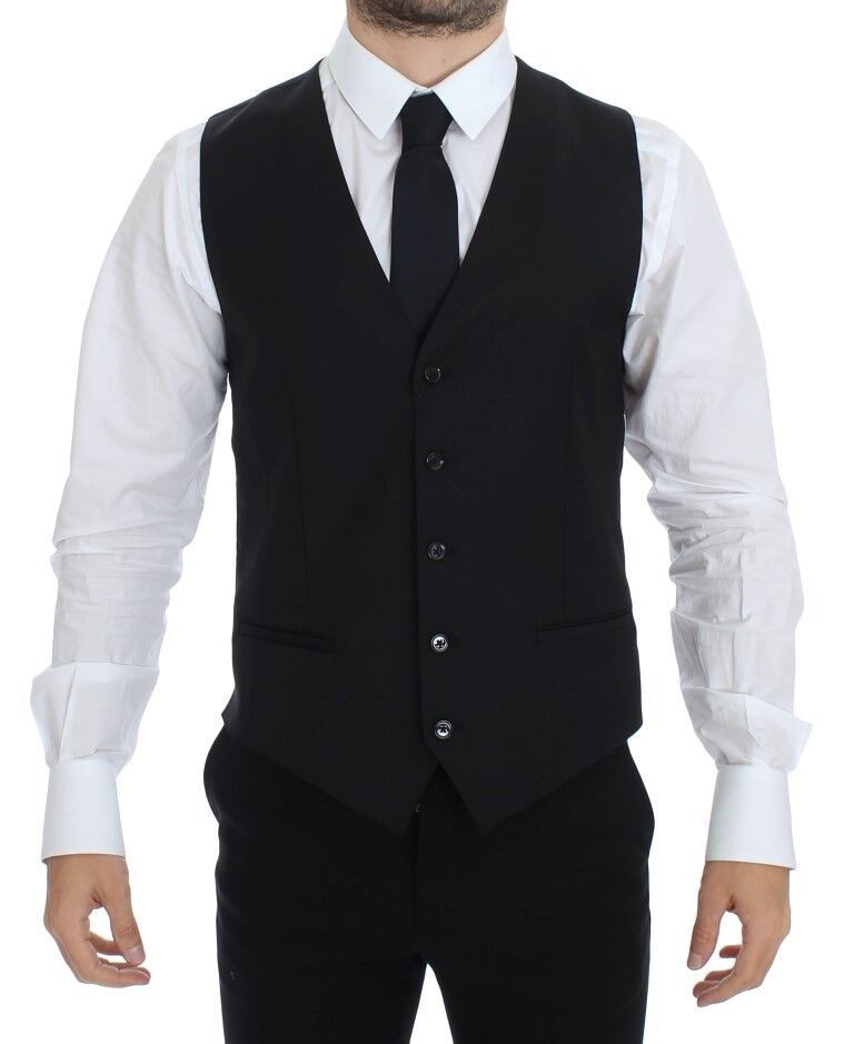 Dolce & Gabbana Elegant Black Wool Silk Dress Vest Dolce & Gabbana