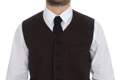 Dolce & Gabbana Elegant Brown Cotton Blend Dress Vest Dolce & Gabbana