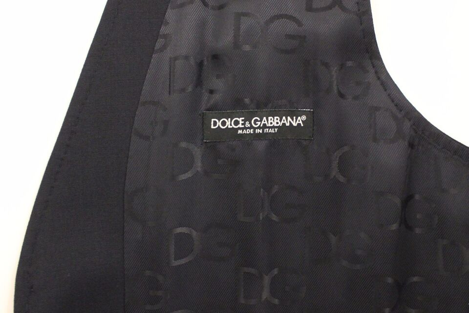 Dolce &amp; Gabbana মার্জিত ধূসর ডোরাকাটা উল-সিল্ক পোষাক ন্যস্ত করা