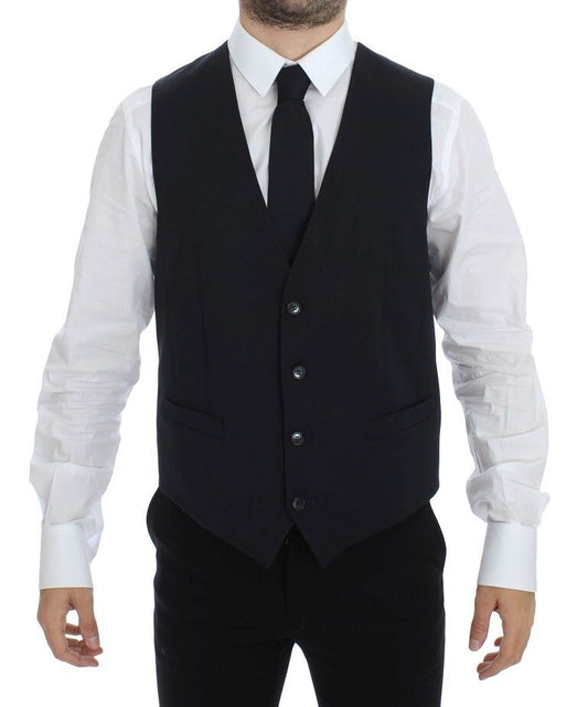 Dolce & Gabbana Elegant Gray Striped Wool-Silk Dress Vest Dolce & Gabbana