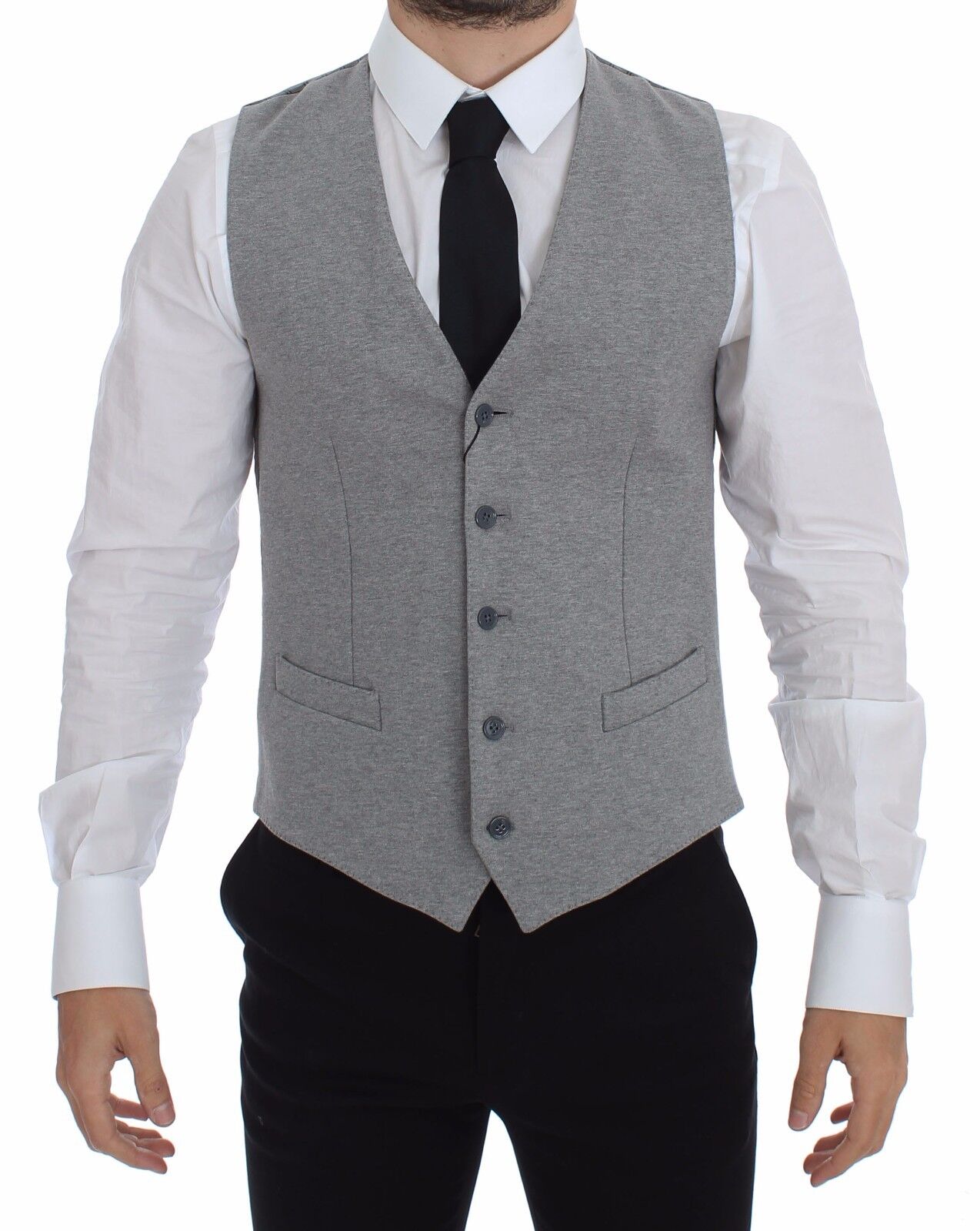 Dolce & Gabbana Elegant Gray Cotton Stretch Dress Vest Dolce & Gabbana