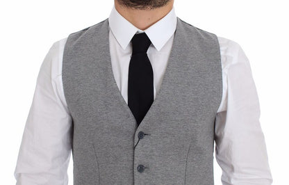 Dolce & Gabbana Elegant Gray Cotton Stretch Dress Vest Dolce & Gabbana