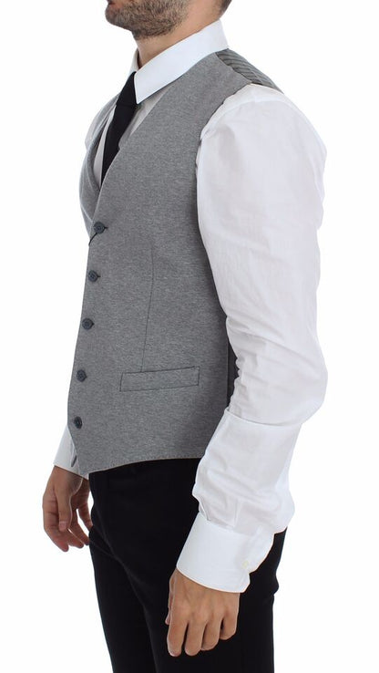 Dolce & Gabbana Elegant Gray Cotton Stretch Dress Vest Dolce & Gabbana