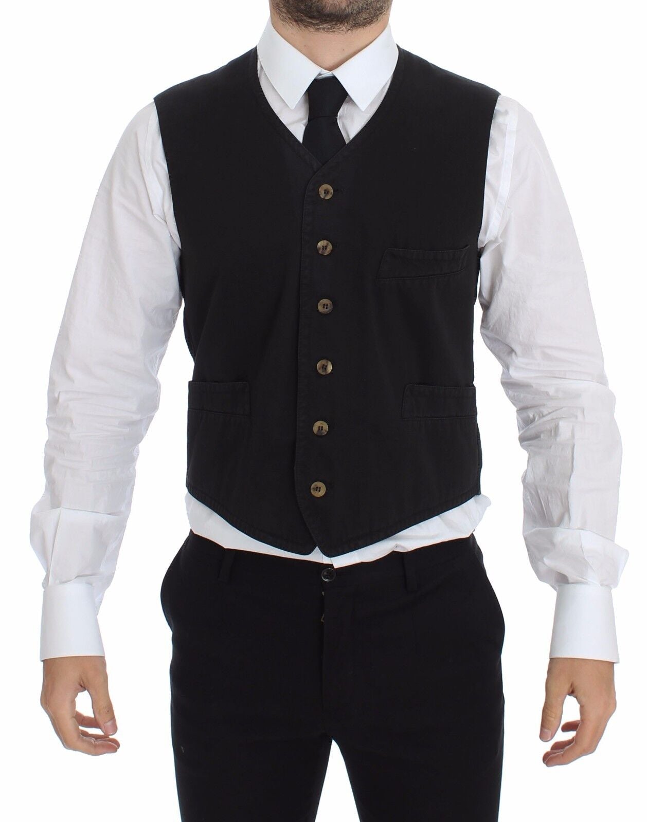 Dolce & Gabbana Elegant Black Dress Vest Dolce & Gabbana