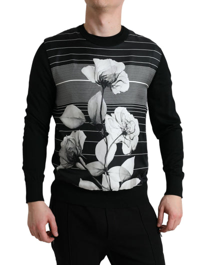 Dolce & Gabbana Elegant Floral Print Crew Neck Sweater Dolce & Gabbana