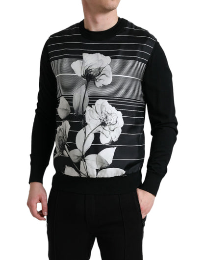 Dolce & Gabbana Elegant Floral Print Crew Neck Sweater Dolce & Gabbana