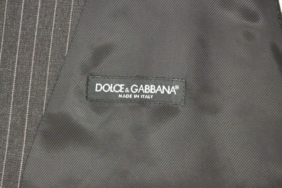 Dolce &amp; Gabbana মার্জিত ধূসর ডোরাকাটা উলের পোষাক ন্যস্ত করা