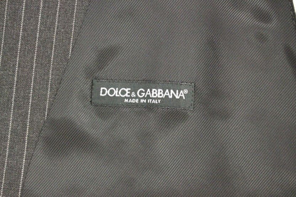 Dolce & Gabbana Elegant Gray Striped Wool Dress Vest Dolce & Gabbana