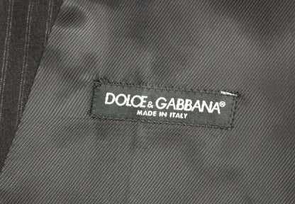 Dolce & Gabbana Elegant Black Striped Wool Dress Vest Dolce & Gabbana