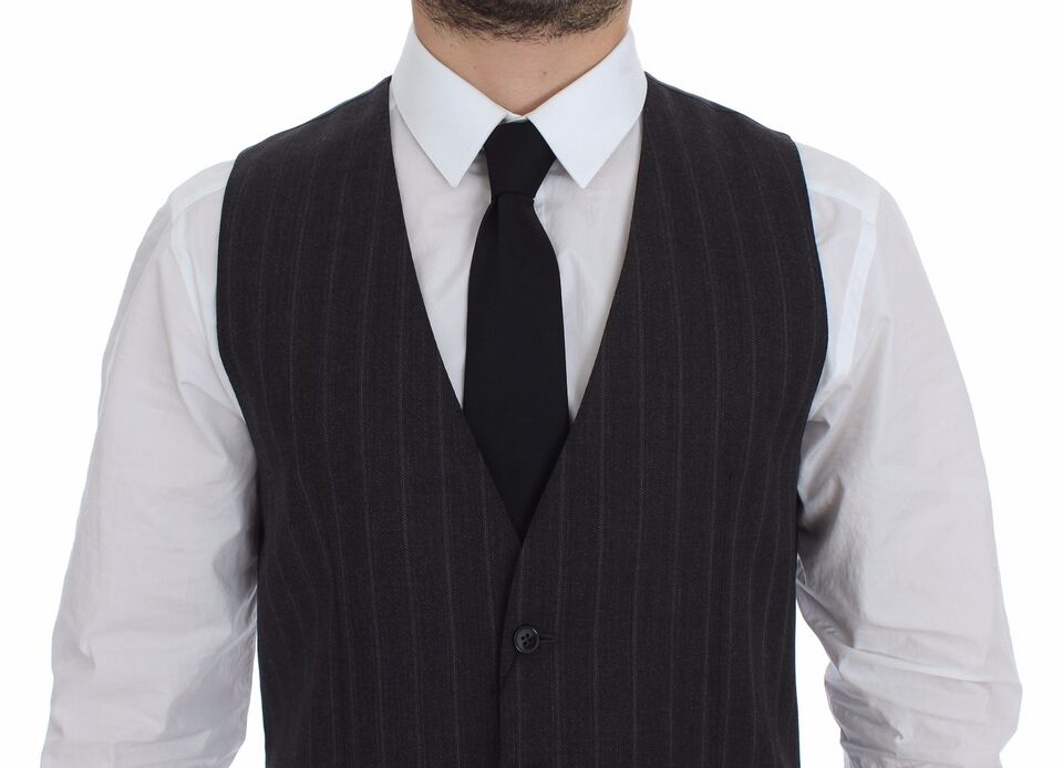 Dolce & Gabbana Elegant Striped Gray Dress Vest Dolce & Gabbana