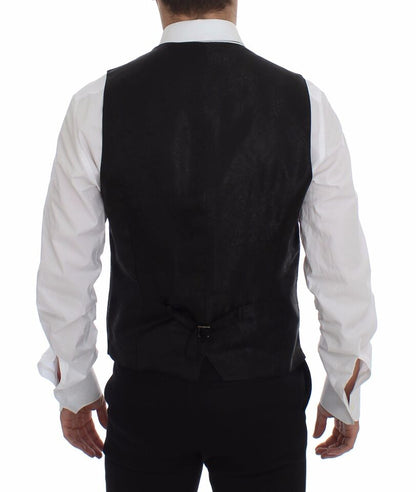 Dolce & Gabbana Elegant Black Striped Single Breasted Dress Vest Dolce & Gabbana