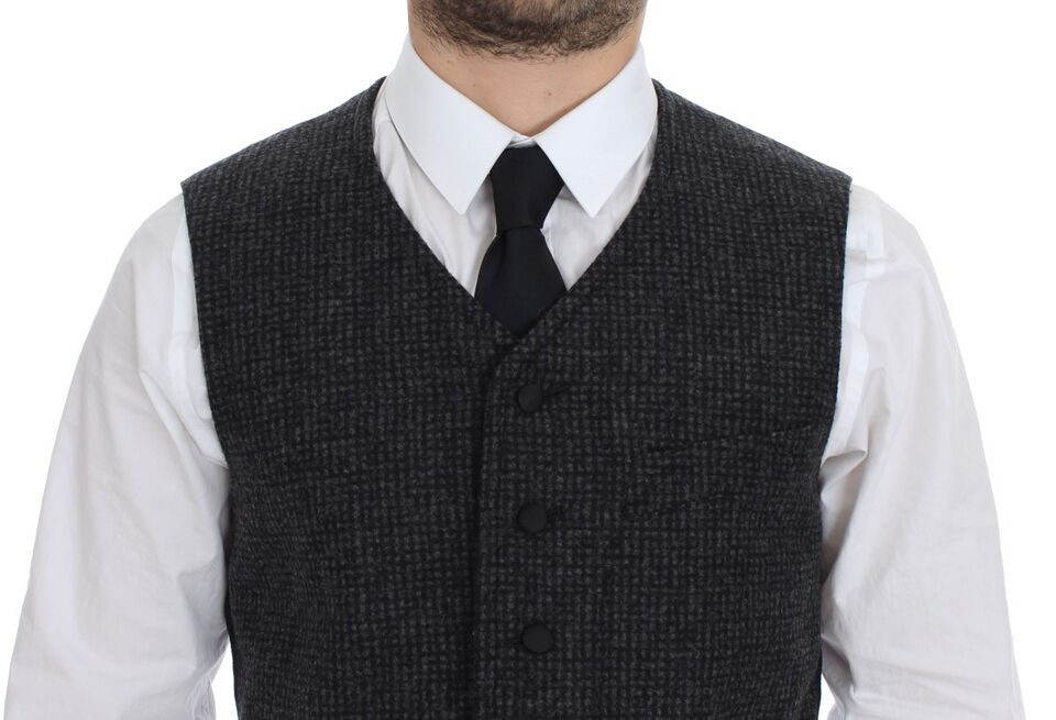 Dolce & Gabbana Elegant Gray Wool Blend Dress Vest Dolce & Gabbana