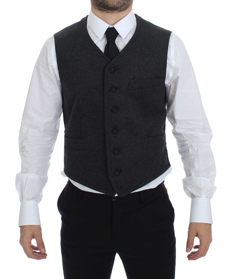 Dolce & Gabbana Elegant Gray Wool Blend Dress Vest Dolce & Gabbana