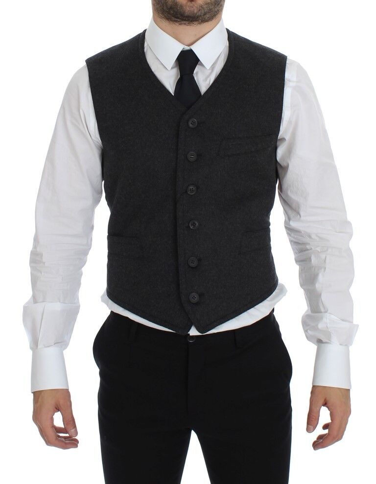 Dolce & Gabbana Elegant Gray Wool Blend Dress Vest Dolce & Gabbana