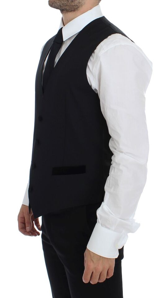 Dolce & Gabbana Elegant Black Wool Formal Dress Vest Dolce & Gabbana