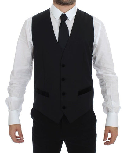 Dolce & Gabbana Elegant Black Wool Formal Dress Vest Dolce & Gabbana