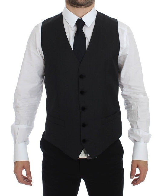 Dolce & Gabbana Elegant Gray Wool Dress Vest Dolce & Gabbana